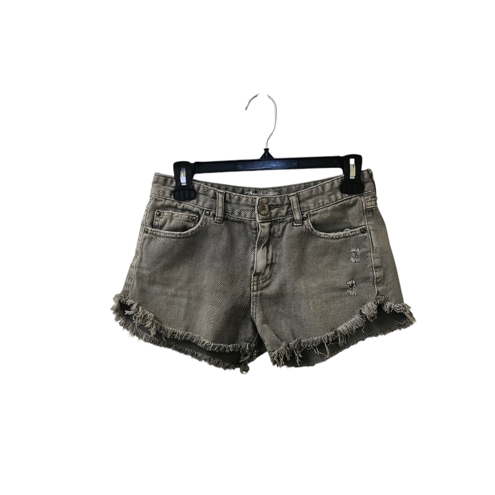 Free People Grey Distressed Jean Shorts Size 25 Low Rise